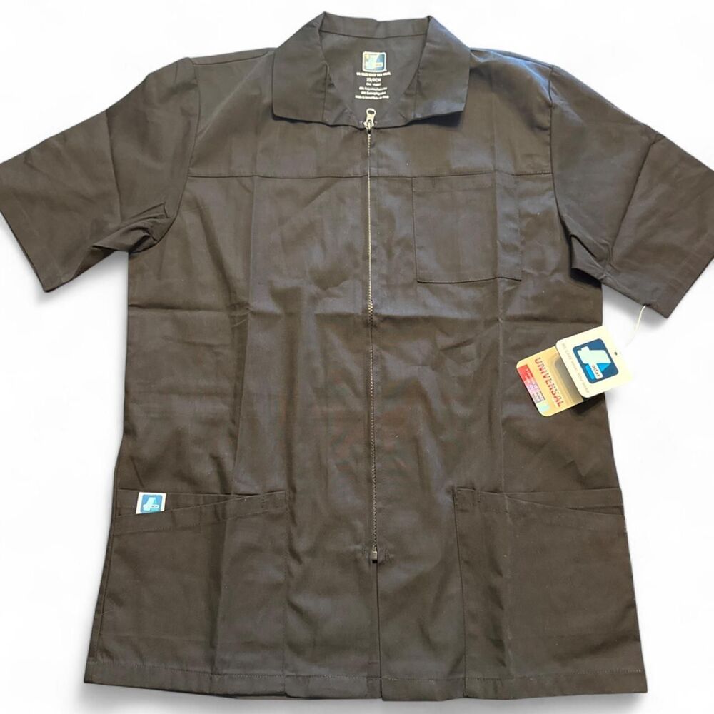 Adar men’s zippered black scrub top size XS, New NWT